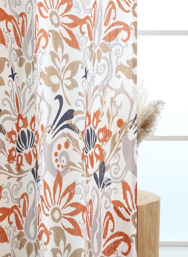 L.Z.E Privacy Boho Curtains 84 Inches Long 2 Panels Set Orange Brown Light Filtering Non-See-Through Curtains & Drapes for Living Room Bedroom Nursery Grommet Top Botanical & Floral Pattern - Image 3